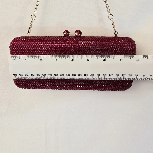 Red Gem Evening Bag 2 Different Length Chains & Extra Gems NWOT Fits Cell Phone - Picture 4 of 16